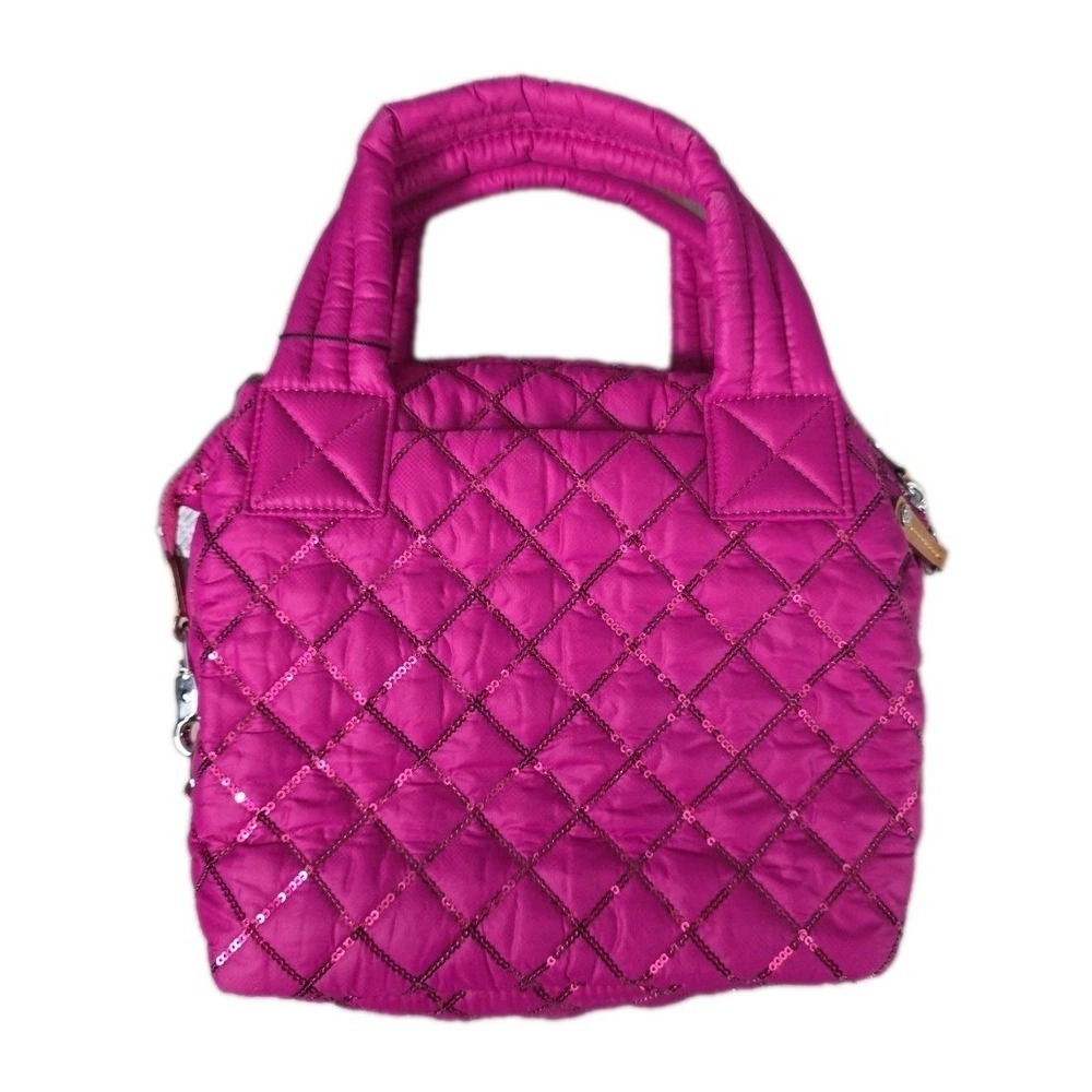 NEW‎ MZ Wallace Mini Crossbody Metro Tote Deluxe Bag in Bright Fuchsia Sequins - Picture 3 of 16